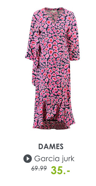 Garcia dames jurk met roze print voor 35 euro 